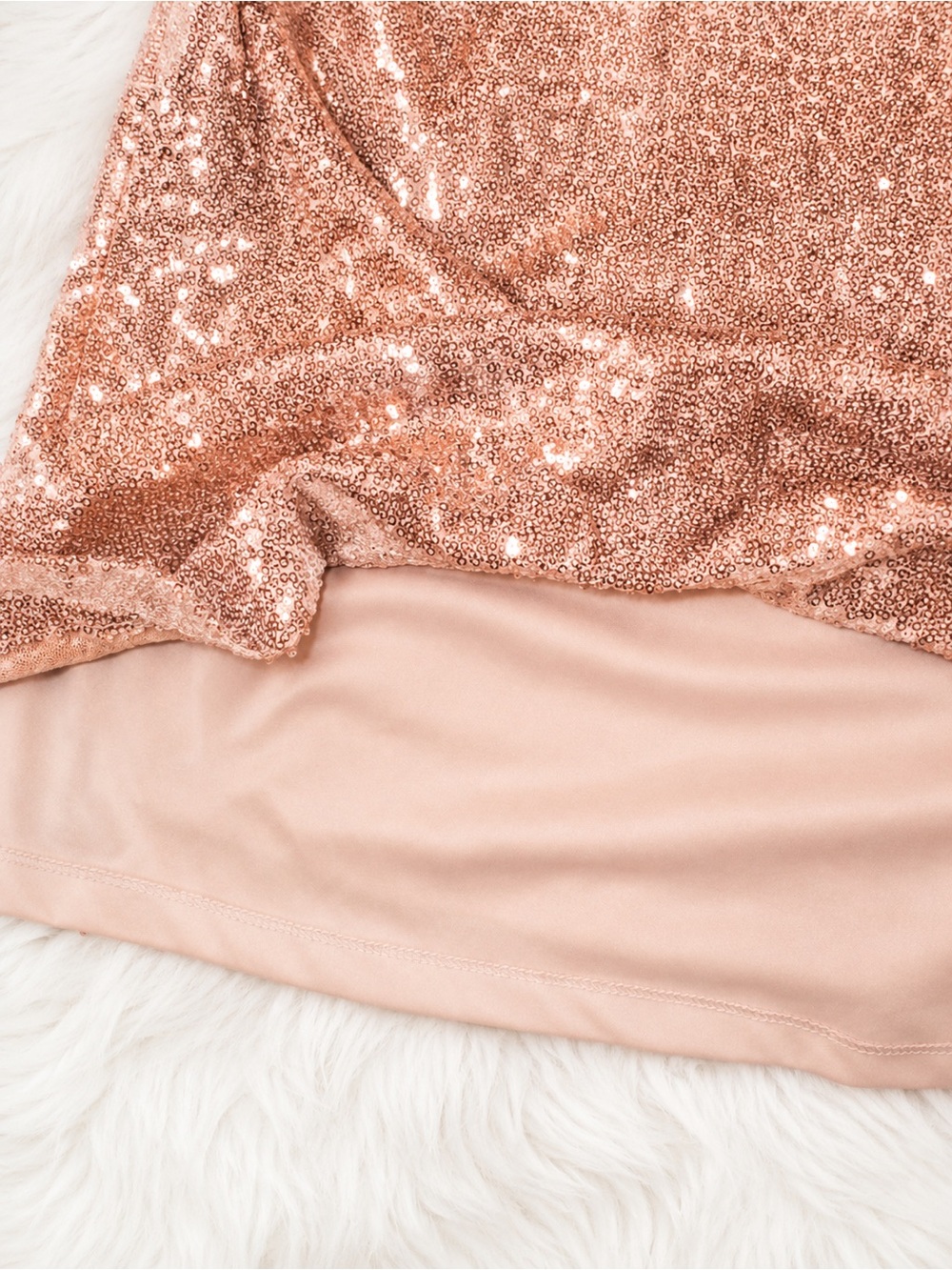Lulus XL Rose Gold Sequin Shift Dress Glam Party Cocktail - Picture 4 of 4